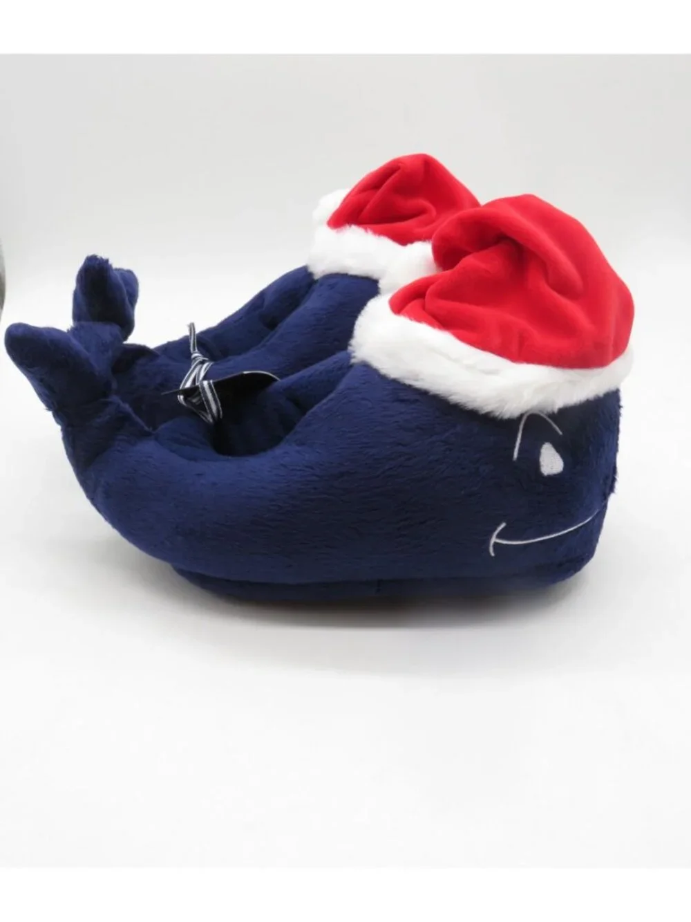Vineyard Vines Santa Whale Boys Plush Slippers Navy Large NEW